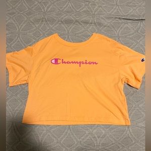champion orange cropped graphic tee womens M